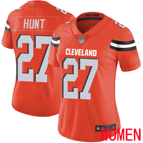 Cleveland Browns Kareem Hunt Women Orange Limited Jersey #27 NFL Football Alternate Vapor Untouchable